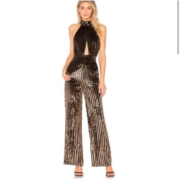 House of Harlow 1960 X Revolve Karen Jumpsuit in Bronze NWOT - Picture 1 of 9